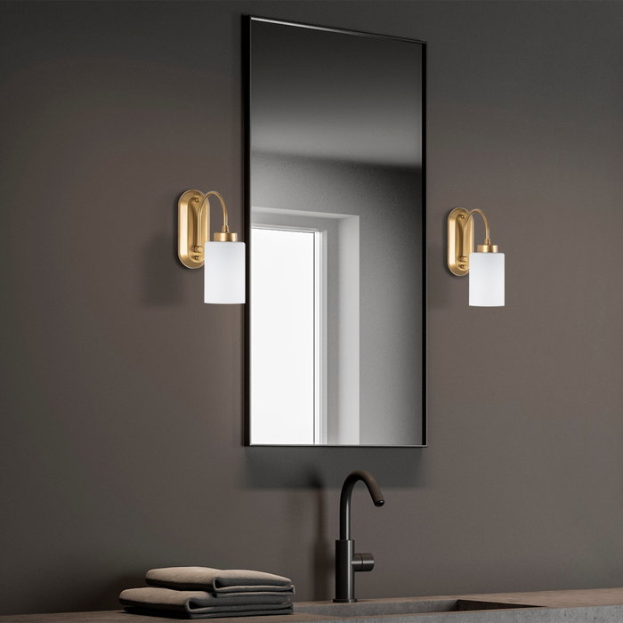 Opviq Lámpara de pared dorada con tapa de cristal
